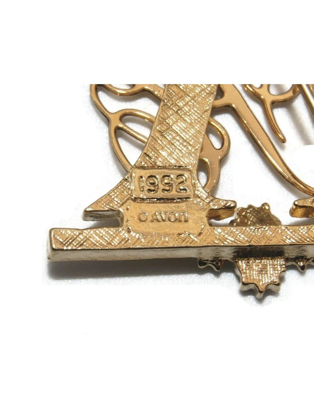 VTG Avon Gold Tone & Stones Letter 